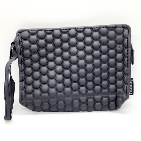 The Bump Black Hexagon Bag Bubble Mini Zip Closure Wristlet Pouch Bag - Picture 2 of 9